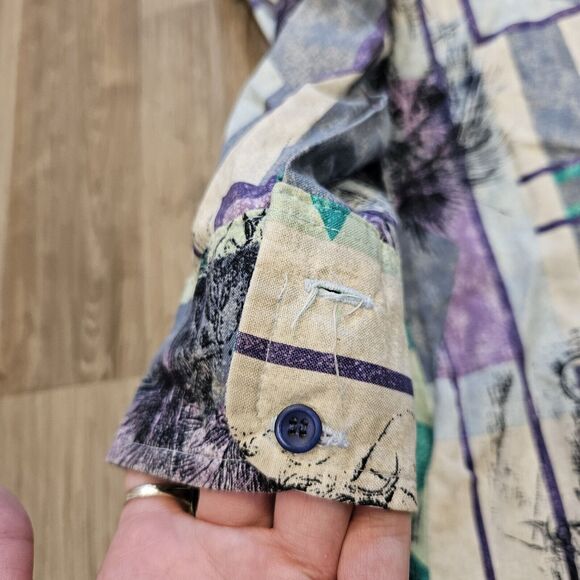 Vtg Wrangler Button Up Shirt Mens 16.5 34 Native American Tribal Western Cowboy - Picture 5 of 9